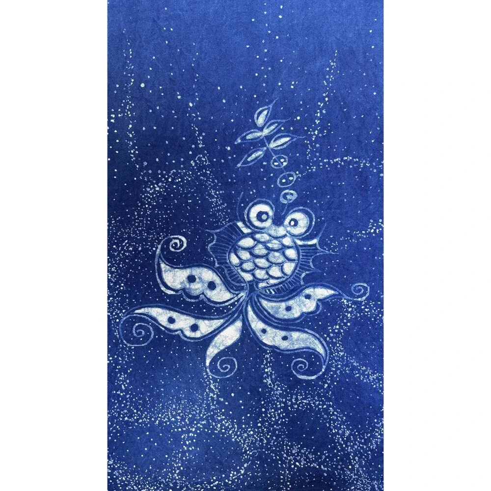Indigo Batik Goldfish Table Runner | Handmade Cotton Dining Table Decor